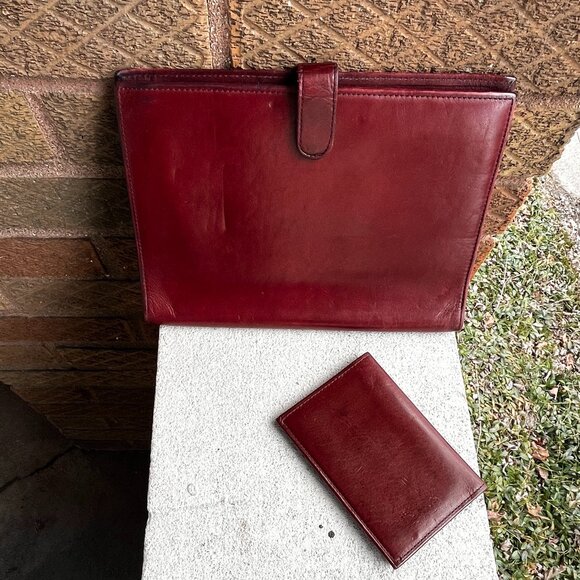 COACH Vintage Set of 2 Water Buffalo Leather Card Case Journal Diary Wine Plum - Picture 1 of 7